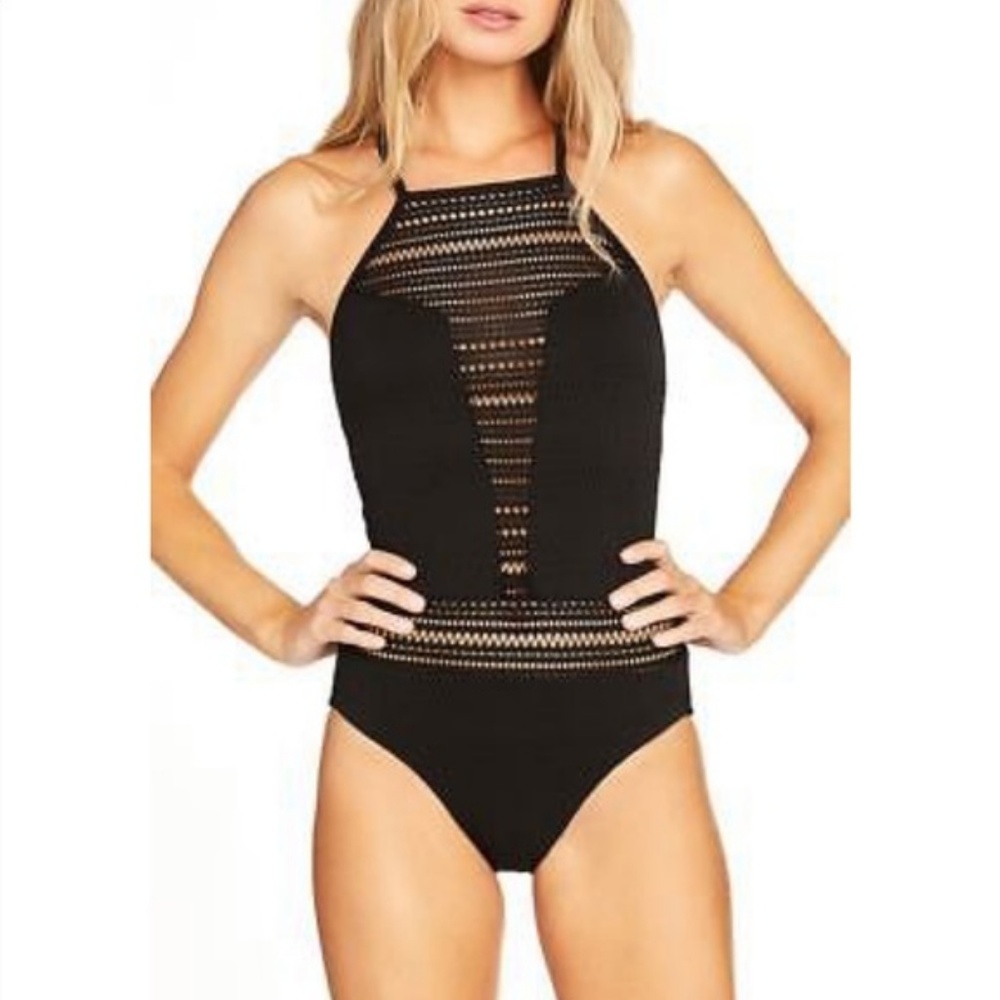 Robin Piccone High Neck One-Piece Swimsuit (Size 4